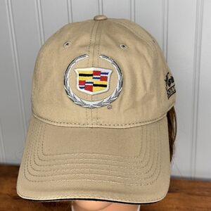 Vintage Heritage Cadillac Cap Hat Embroidered Logo Tan Black Adjustable